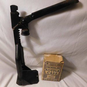 Vintage Cast Iron Bottle Capper and Anchorlok Bottle Caps